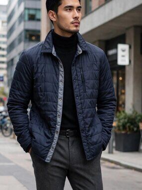 The North Face Men's Insulated Quilted Shirt Jacket Navy | Snap-Front Shacket